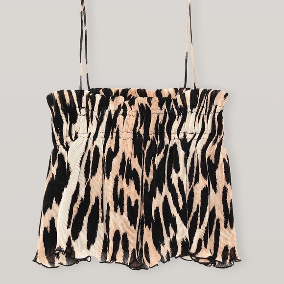 GANNI PLEATED GEORGETTE STRAP TOP - Picture 2 of 4